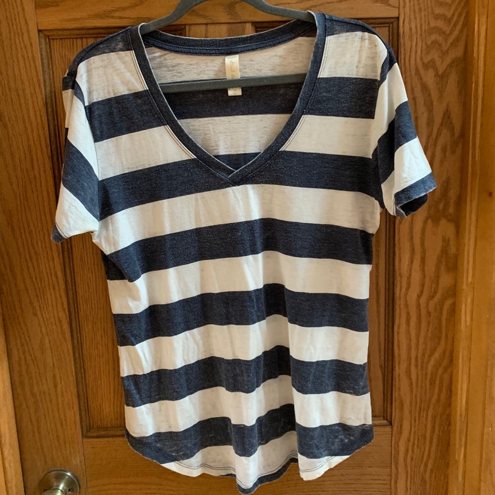 Navy blue and white strip top from altar’d state